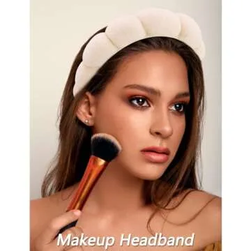 VELSCRUN 5 Pcs Khaki Puffy Sponge Spa Headband Bow Tie Hair Band Hair Clips Wristband Set, Spa Headbands for Wash Face, Makeup Headband, Facial Skincare Headbands Women Girls Hair Accessories Gifts