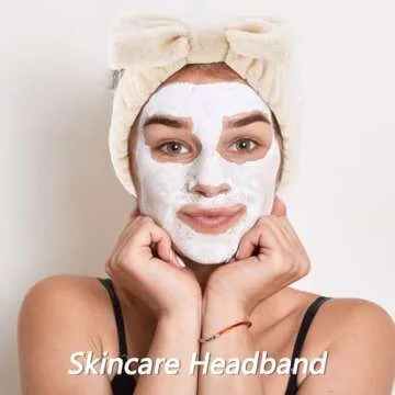 VELSCRUN 5 Pcs Khaki Puffy Sponge Spa Headband Bow Tie Hair Band Hair Clips Wristband Set, Spa Headbands for Wash Face, Makeup Headband, Facial Skincare Headbands Women Girls Hair Accessories Gifts