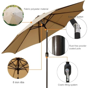 Blissun 9' Patio Umbrella for Superior Outdoor Shade