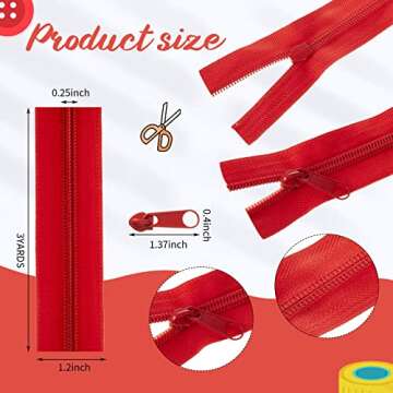 60 Yards of Vibrant Nylon Zippers for Sewing Crafts