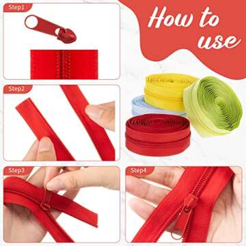 60 Yards of Vibrant Nylon Zippers for Sewing Crafts