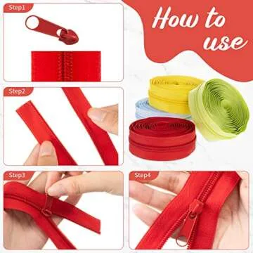 60 Yards of Vibrant Nylon Zippers for Sewing Crafts