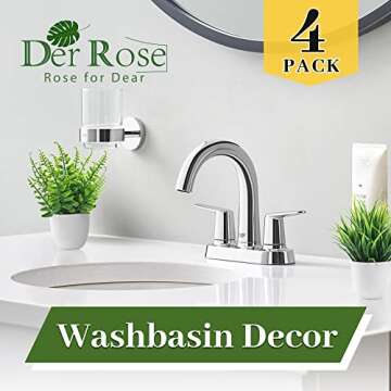 Der Rose 4 Pack Fake Plants Small Artificial Faux Potted Plants for Living Room Home Office Farmhouse Bathroom Kitchen Decor Indoor