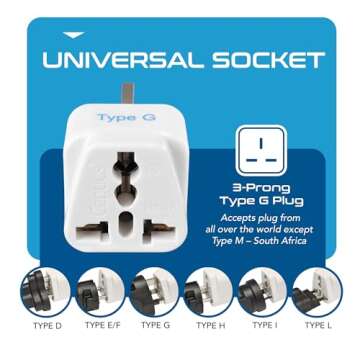 Ceptics UK Travel Plug Adapter - Universal & Compact