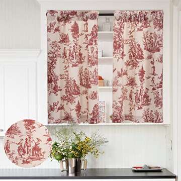 Red Cafe Valentines Curtains for Kitchen and Cottage Decor
