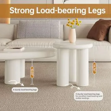 HOTICKME Nesting Coffee Table Set of 2 Coffee Table and Side Table, Modern 31.49" Center Table for Living Room, 18.89" End Table for Sofa