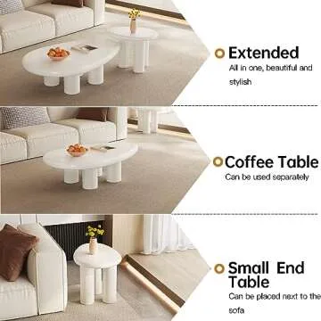 HOTICKME Nesting Coffee Table Set of 2 Coffee Table and Side Table, Modern 31.49" Center Table for Living Room, 18.89" End Table for Sofa