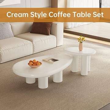 HOTICKME Nesting Coffee Table Set of 2 Coffee Table and Side Table, Modern 31.49" Center Table for Living Room, 18.89" End Table for Sofa