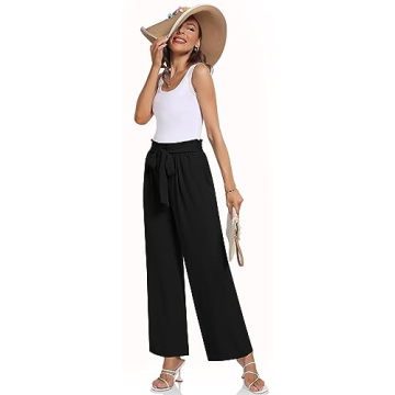 TARSE Women’s High Waisted Dress Pants | Flowy Palazzo Trousers