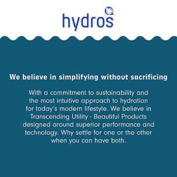Hydros Water Filter Pitcher, 40 oz Slim Design, Patented Fast Flo Tech, Dishwasher Safe, Fills in Just 40 Seconds, BPA Free, 5 Cup Capacity, Grey