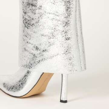 The Drop Women's Jolene Fold Over Tall Boot Silver Crackle, 7