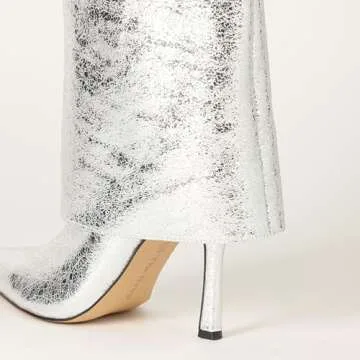 The Drop Women's Jolene Fold Over Tall Boot Silver Crackle, 7