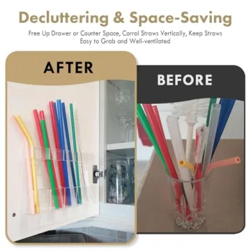Colormz Acrylic Straw Holder for Cabinet Door - Child-Safe Organizer & Dispenser
