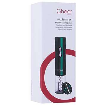 Cheer Moda Wine Opener,Electric Wine Bottle Opener Corkscrew,Wine Opener with Foil Cutter, 4AA Battery Powered Cordless Battery Not Include-Best Gift for Wine Lover, Green