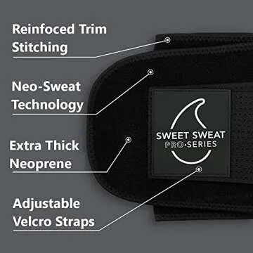 Sweet Sweat 'Pro-Series' Waist Trimmer (Black) with Adjustable Velcro Straps (Medium/Large)