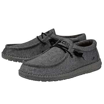 Hey Dude Men's Wally L Stretch Steel Size 10 | Men’s Shoes | Men's Lace Up Loafers | Comfortable & Light-Weight