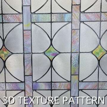 3D Stained Glass Window Film, Decorative Window Privacy Film for Bathroom,Front Door,Home, Sun Block...