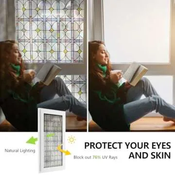 3D Stained Glass Window Film, Decorative Window Privacy Film for Bathroom,Front Door,Home, Sun Blocking Heat Control,Static Cling,A Million Dreams, 23.6inch x 35.4inch