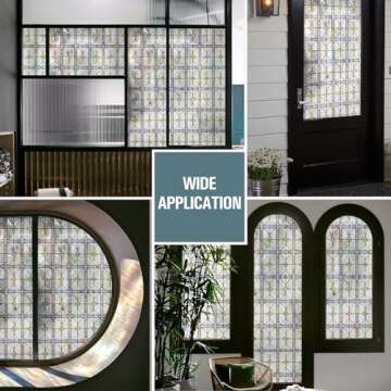 3D Stained Glass Window Film, Decorative Window Privacy Film for Bathroom,Front Door,Home, Sun Blocking Heat Control,Static Cling,A Million Dreams, 23.6inch x 35.4inch