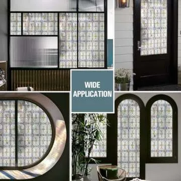 3D Stained Glass Window Film, Decorative Window Privacy Film for Bathroom,Front Door,Home, Sun Blocking Heat Control,Static Cling,A Million Dreams, 23.6inch x 35.4inch