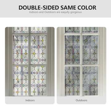 3D Stained Glass Window Film, Decorative Window Privacy Film for Bathroom,Front Door,Home, Sun Blocking Heat Control,Static Cling,A Million Dreams, 23.6inch x 35.4inch