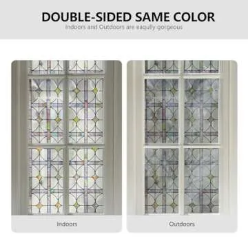 3D Stained Glass Window Film, Decorative Window Privacy Film for Bathroom,Front Door,Home, Sun Blocking Heat Control,Static Cling,A Million Dreams, 23.6inch x 35.4inch