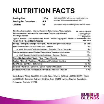 Bubble Blends Lychee Popping Boba (1lb) - Popping Pearls 100% Fat-Free-Free - Real Fruit Juice Sago Balls - Tapioca Pearls for Bubble Tea, Boba Drink Sinkers & Dessert Toppings for Family Friends