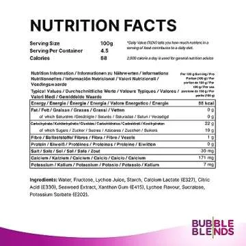 Bubble Blends Lychee Popping Boba (1lb) - Popping Pearls 100% Fat-Free-Free - Real Fruit Juice Sago Balls - Tapioca Pearls for Bubble Tea, Boba Drink Sinkers & Dessert Toppings for Family Friends