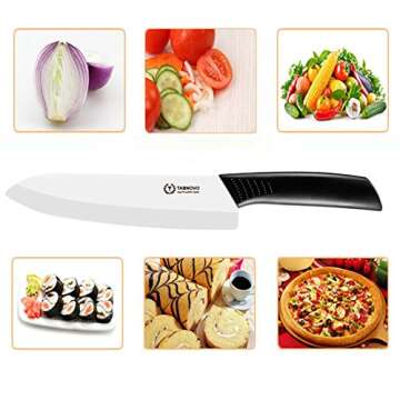 Ceramic Kitchen Knife 6 inch Cutlery Chef Knife with Sheath Upgrade Handle
