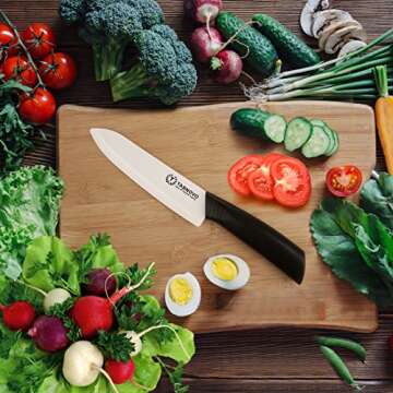 Ceramic Kitchen Knife 6 inch Cutlery Chef Knife with Sheath Upgrade Handle