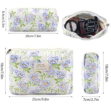 Chic Quilted Cotton Cosmetic Bag Set for Women