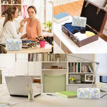 Chic Quilted Cotton Cosmetic Bag Set for Women