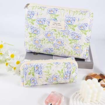 Chic Quilted Cotton Cosmetic Bag Set for Women