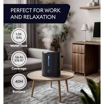 GENIANI Cool Mist Air Humidifiers for Bedroom, Plants, and Large Rooms - Quiet Humidifiers for Baby ...