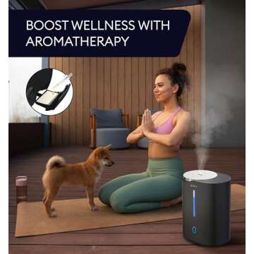 GENIANI Cool Mist Air Humidifiers for Bedroom, Plants, and Large Rooms - Quiet Humidifiers for Baby Room with Auto Shut Off & Night Light (3.9L, Black)