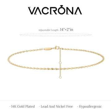 VACRONA Gold Choker Necklace for Women - Adjustable Style