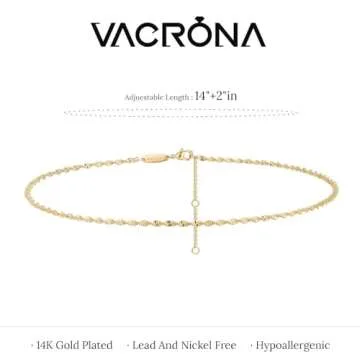 VACRONA Gold Choker Necklace for Women - Adjustable Style