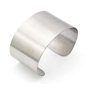 COUYA Women's Fashion 316L Stainless Steel Polished Matt Satin Cuff Bangle Bracelet 38mm Wide