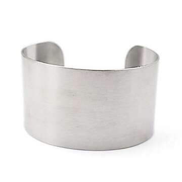 COUYA Women's Fashion 316L Stainless Steel Polished Matt Satin Cuff Bangle Bracelet 38mm Wide
