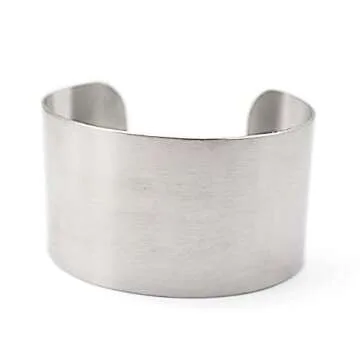 COUYA Women's Fashion 316L Stainless Steel Polished Matt Satin Cuff Bangle Bracelet 38mm Wide