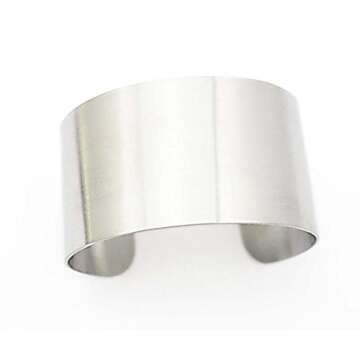 COUYA Women's Fashion 316L Stainless Steel Polished Matt Satin Cuff Bangle Bracelet 38mm Wide