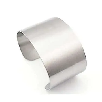 COUYA Women's Fashion 316L Stainless Steel Polished Matt Satin Cuff Bangle Bracelet 38mm Wide