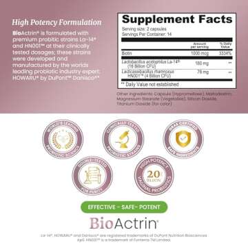Bioactrin Vaginal Probiotics for Women - pH Support & Relief from BV & Yeast Infections - 28 Pills