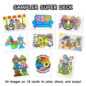 Colorpockit Coloring Kit Travel Art Set with Colored Pencils, 4x6 Coloring Cards, Built in Sharpener, Mess Free Trip Activities for Airplanes or Car, 8.5 x 5, 28 pieces