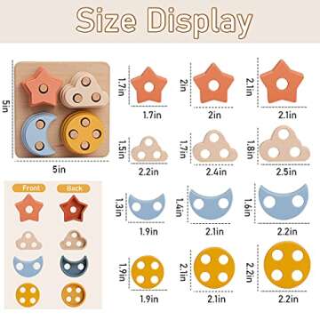 Youuys Stacking Montessori Toys for Toddler 1 2 3 Year Old, Shape Sorter Silicone Sorting and Stacking Toys - Preschool Fine Motor Skill Toy Sorter Puzzles Boys Girls Gifts 18+ Months Old （Square）