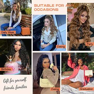 SEIKEA 18" Black Ponytail Extension Set, PT009 Zole 4PCS Long Thick Clip in on Hair Extensions Ponytail Wavy Curly Fuller Soft Natural Synthetic Hairpiece High Wrap Around Ponytail for Women