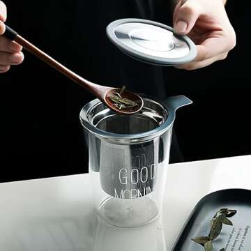 Tea Infuser, Extra Fine Mesh Tea Strainer with Silicone Lid, 304 Stainless Steel Tea Infusers for Loose Tea, Tea Steeper Basket Filter for Teapot, Mug, Cup