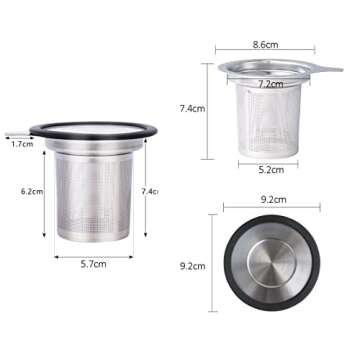 Tea Infuser, Extra Fine Mesh Tea Strainer with Silicone Lid, 304 Stainless Steel Tea Infusers for Loose Tea, Tea Steeper Basket Filter for Teapot, Mug, Cup