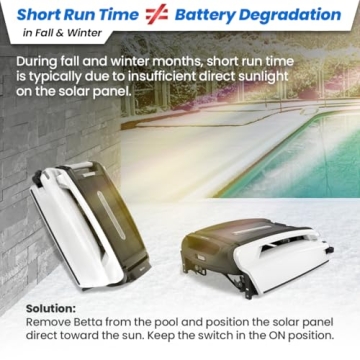 Betta SE Solar-Powered Robotic Automatic Pool Skimmer Cleaner with Carrying and Storage Bag, 30+ Hour Cleaning Battery, Pool Skimmer Anti-Stuck Foam Noodle, and Re-Engineered Twin SCT Motors (White)