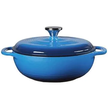 Lodge 3 Quart Enameled Cast Iron Dutch Oven with Lid – Dual Handles – Oven Safe up to 500° F or...